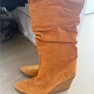 Salvatore Ferragamo Brown Suede Wedge Boots